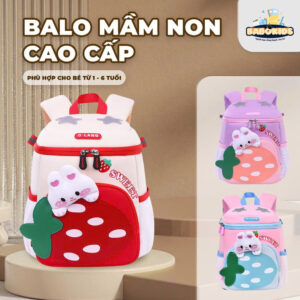 Balo mầm non bé gái Balo BABOKIDS đi học đi lớp cho bé mẫu giáo vải cao cấp siêu nhẹ 6202